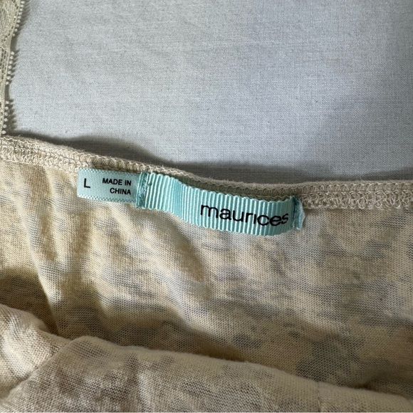 Maurices Lace Tank Top Large Cream Boho Tiered Ruffle Button Front - Picture 3 of 11